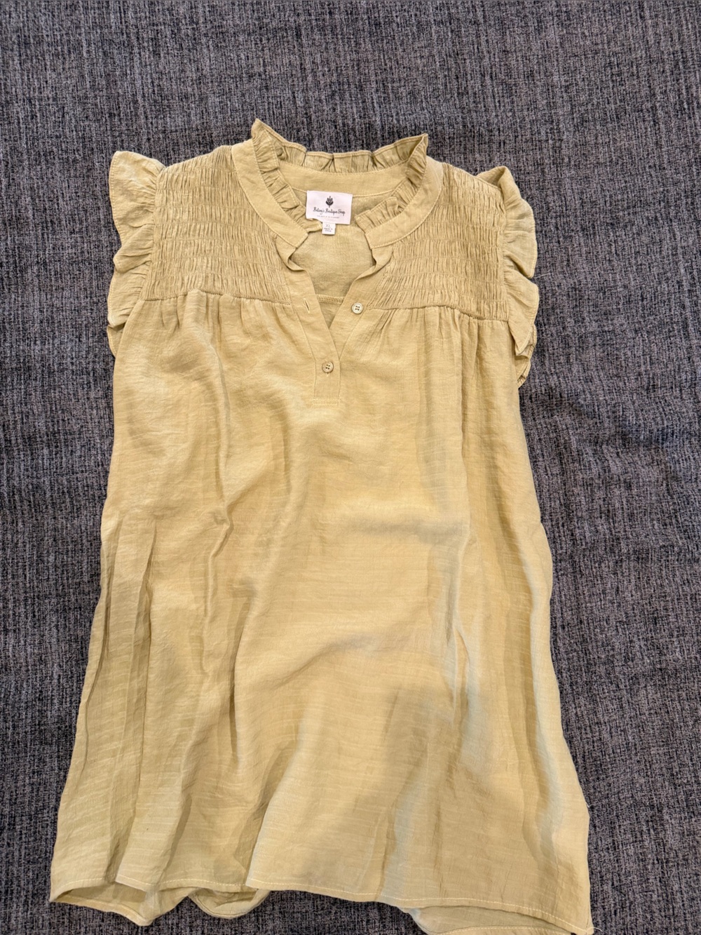 Smocked Ruffle Sleeve Blouse in Light Yellow - Brand Unspecified